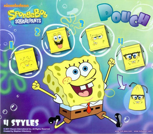 Bandai Nickelodeon Spongebob Squarepants Gashapon 4 Pouch Drawstring Cotton Bag Set - Lavits Figure
