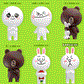 App Line Friends Character Brown Cony Moon Big Head 6 Figure Pen Set - Lavits Figure
 - 1