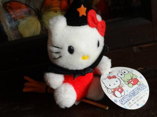Sanrio 1995 Hello Kitty Stuff Doll 4" Holloween Witch Mini Plush Figure - Lavits Figure
