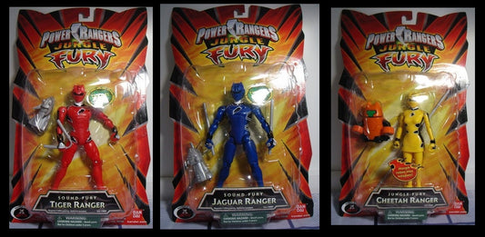 Bandai Power Rangers Jungle Fury Gekiranger Sound Tiger Jaguar Cheetah 6" Action Figure Set - Lavits Figure
