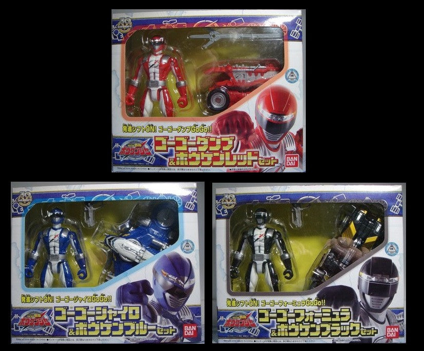 Bandai Power Rangers Operation Overdrive Boukenger Bouken Red Black Blue 3 Action Figure Set - Lavits Figure
