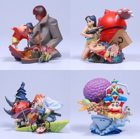 Kaiyodo Movic K&M Crayon Shin Chan Gashapon The Movie Diorama Scene 4 Figure Set - Lavits Figure
 - 1