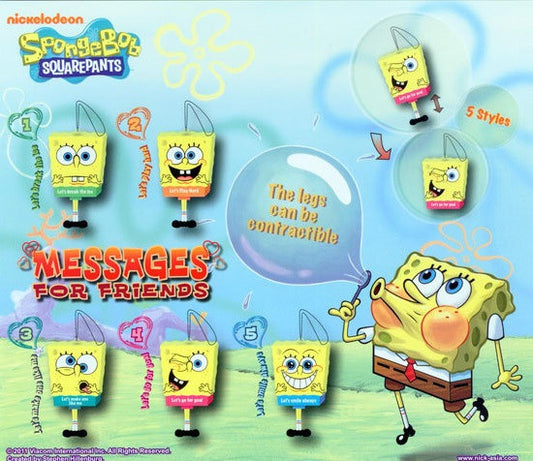 Bandai Nickelodeon Spongebob Squarepants Gashapon Messages For Friends 6 Strap Mascot Figure Set - Lavits Figure

