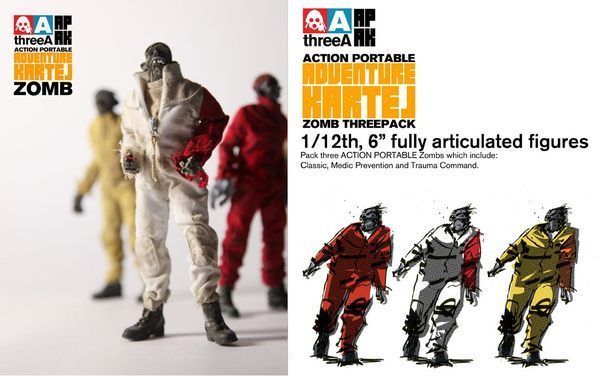 ThreeA 3A Toys Ashley Wood Action Portable Adventure Kartel Zomb 3 Pack 6" Vinyl Figure Set