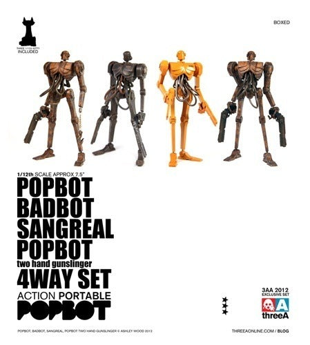 ThreeA 3A Toys 1/12 Ashley Wood PopBot Badbot Sangreal 4 Way Figure Set