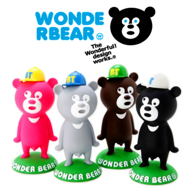 The Wonderful! Design Works Wonder Bear Grey Pink Black Brown 4 6" Vinyl Figure Set Used
