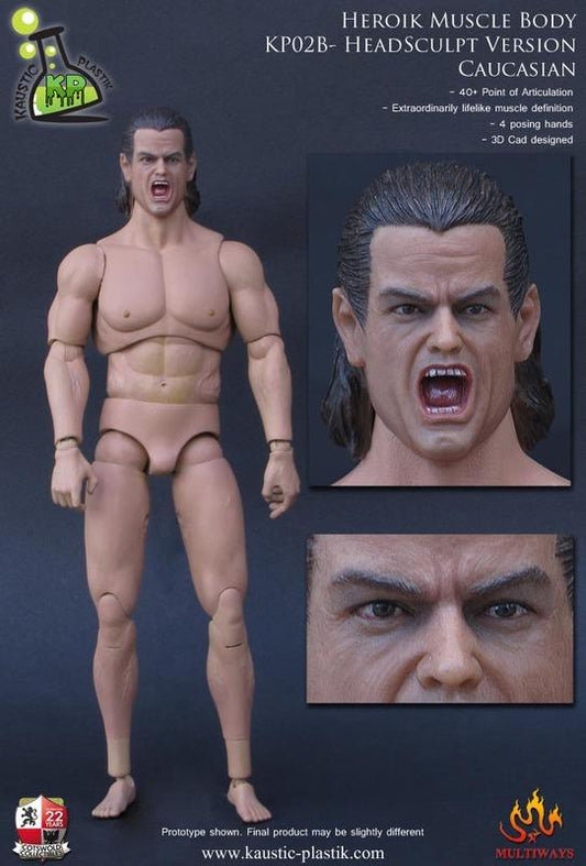 Kaustic Plastik 12" 1/6 KP02B Heroik Muscle Body Headsculpt ver Caucasian Action Figure