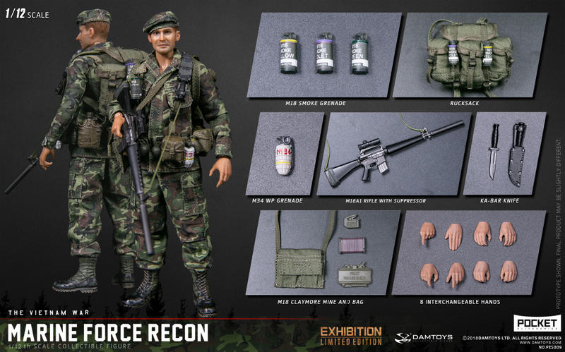 Damtoys 1/12 Pocket Elite Series PES009 The Vietnam War Marine Force Recon Exhibition Limited Edition Action Figure