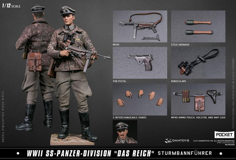 Damtoys 1/12 Pocket Elite Series PES003 WWII SS Panzer DIvision Das Reich Sturmbannfuhrer Action Figure