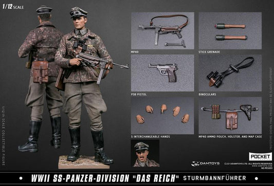 Damtoys 1/12 Pocket Elite Series PES003 WWII SS Panzer DIvision Das Reich Sturmbannfuhrer Action Figure