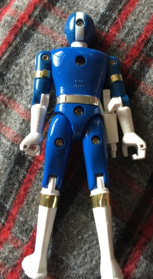 Popy Power Rangers Chikyuu Sentai Fiveman Chogokin Blue Fighter Action Figure Used