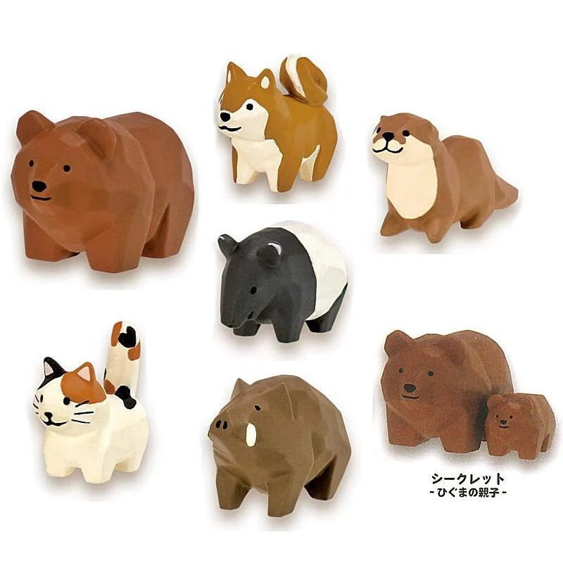 Qualia Gashapon Kawasaki Seiji Wood Carving Animal Part 1 6+1 Secret 7 Collection Figure Set