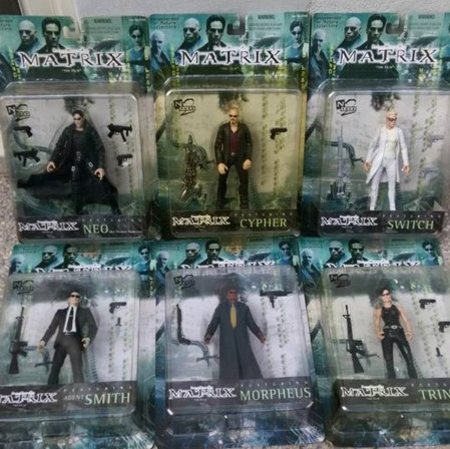 N2 Toys Matrix Neo Morpheus Trinity Agent Smith Cypher Switch 6 Action Figure Set