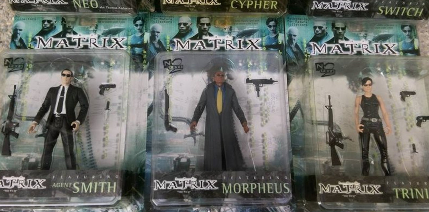 N2 Toys Matrix Neo Morpheus Trinity Agent Smith Cypher Switch 6 Action Figure Set