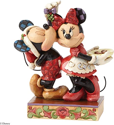 Enesco Jim Shore Disney Traditions Mickey & Minnie Mouse Christmas Mistletoe Kiss Collection Figure