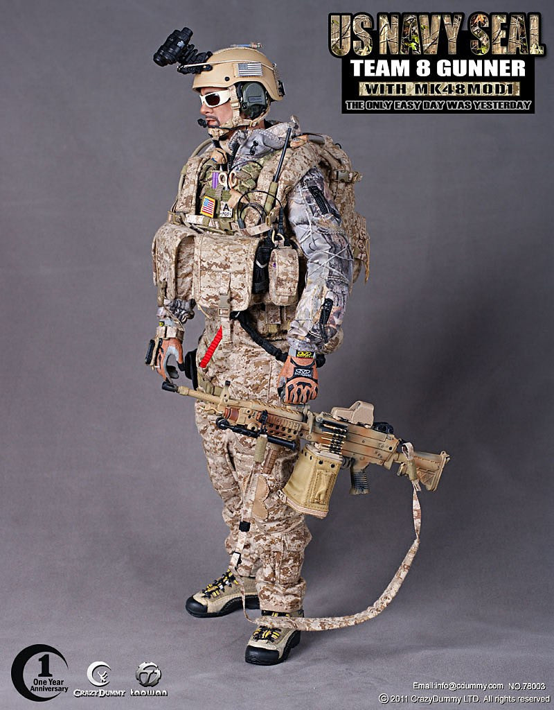 Crazy Dummy 1/6 12" 78003 US Navy Seal Team 8 Gunner With MK48MOD1 Action Figure - Lavits Figure
 - 1