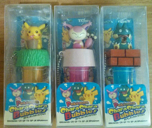 Nintendo Pokemon Pocket Monster Skitty Pikachu Munchlax Chara Chara Bubbles 3 Strap Figure Set - Lavits Figure
