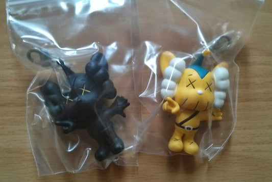 Medicom Toy Original Fake Kaws JPP Keychain Black Yellow 2 Figure Set - Lavits Figure
 - 1