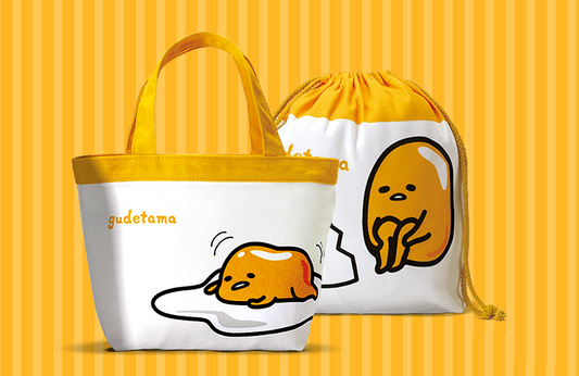 Sanrio Gudetama Family Mart Limited 12" Tote Bag  & Drawstring Set - Lavits Figure
