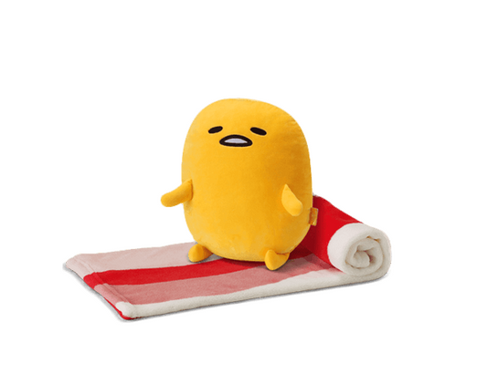 Sanrio Gudetama Family Mart Limited Bacon Egg Ver 14" Plush Doll Blanket - Lavits Figure
