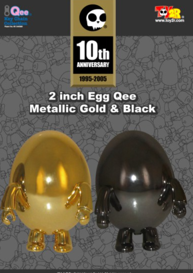 Toy2R Qee 10th Anniversary 2 Egg Metallics Gold Golden 2" Figure Set