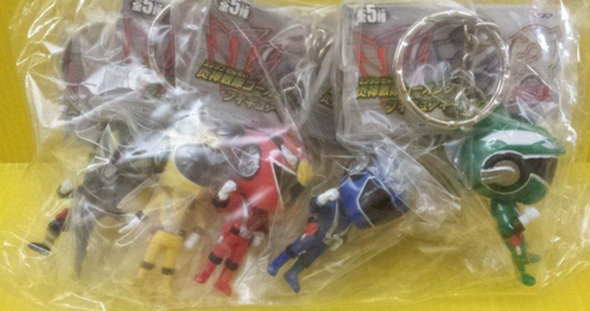 Banpresto Power Rangers Engine Sentai Go-Onger 5 Key Holder Strap Trading Figure Set