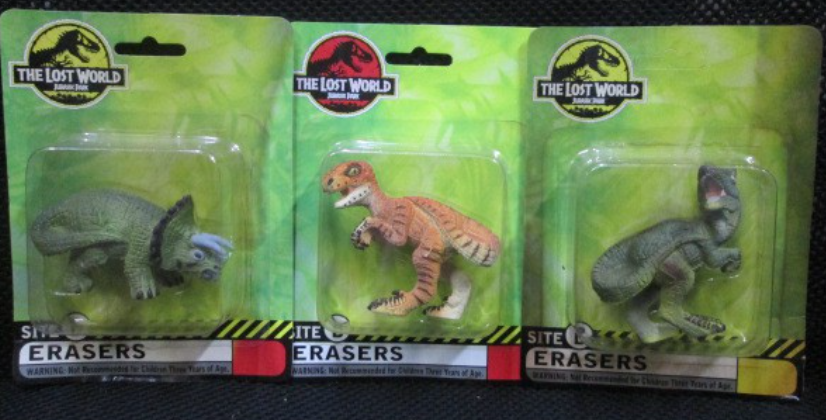 1997 The Lost World Jurassic Park 3 Erasers Trading Figure Set