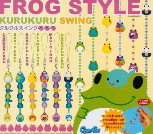 Bandai Frog Style Gashapon Kurukuru Swing 6 Strap Collection Figure Set