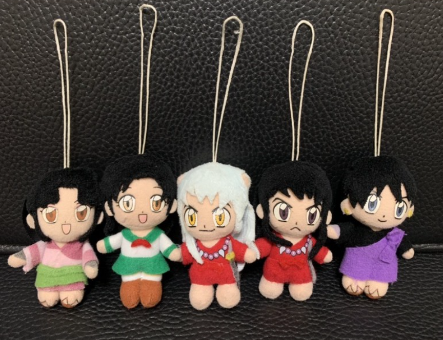 Inuyasha 5 Mini Strap Plush Doll Collection Figure Set