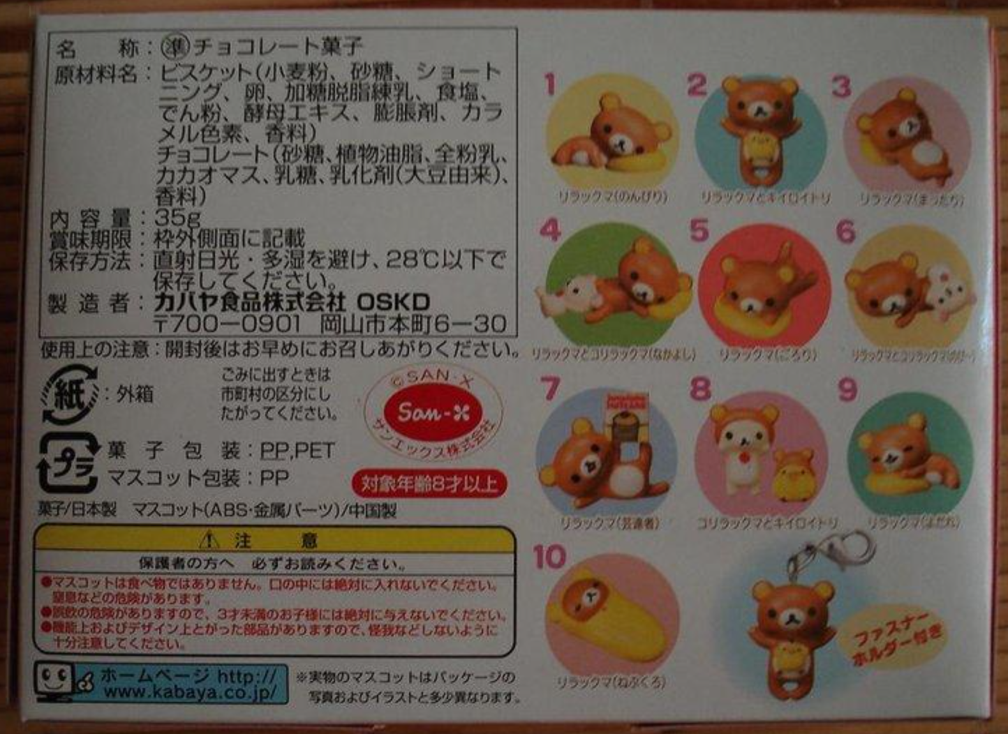 Kabaya San-X Rilakkuma 10 Strap Collection Figure Set