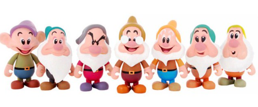 MINDstyle Disney Basix Beanz Series 1 7 Seven Dwarfs 3" Vinyl Figure Set