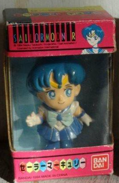 Bandai 1994 Pretty Soldier Sailor Moon R Chibi Vinyl Mercury Mizuno Ami Mini Trading Figure