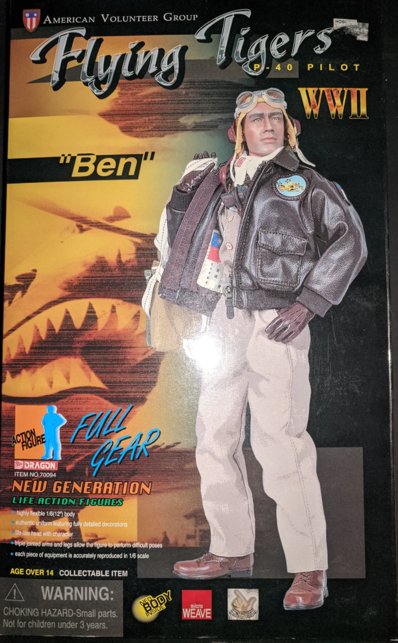 Dragon 1/6 12" WWII American Volunteer Group Flying Tigers P-40 Pilot Ben Action Figure