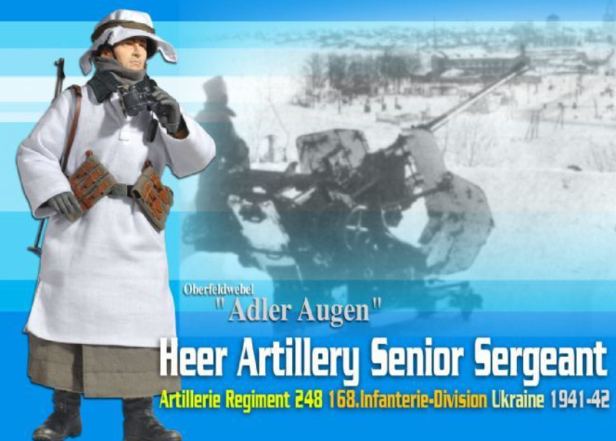 Dragon 1/6 12" 70625 Ukraine 1941-42 Heer Artillery Senior Segeant Adler Augen Action Figure