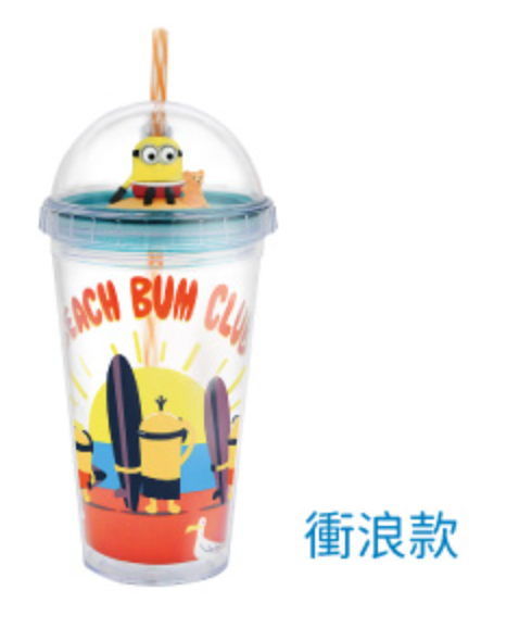 Minions Taiwan Family Mart Limited Beach Bum Club Plastic 450ml Cup w/ Straw Type B