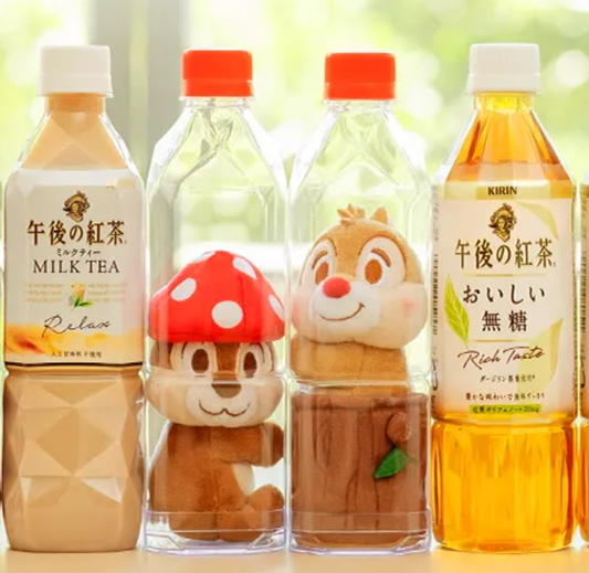Kirin Afternoon Tea Taiwan Limited Disney Chip 'n' Dale 2 Plush Doll in Bottle Figure Set
