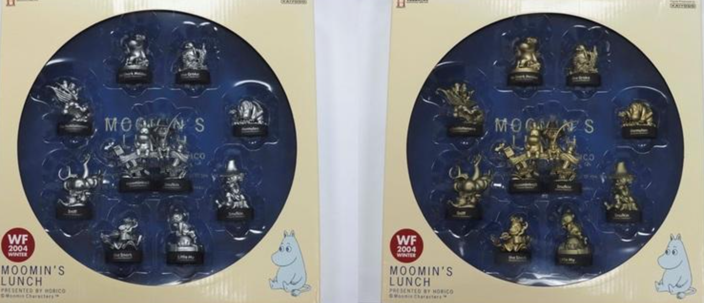 Kaiyodo The Story of Moomin Valley Lunch Part 1 Wonder Festival WF 2004 10 Golden 10 Silver Bottle Cap Trading Figure Set