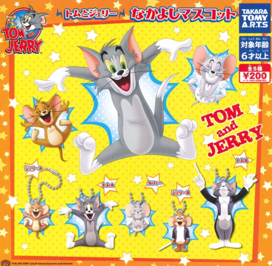 Takara Tomy Tom and Jerry Gashapon 5 Strap Mascot Collection Figure Set