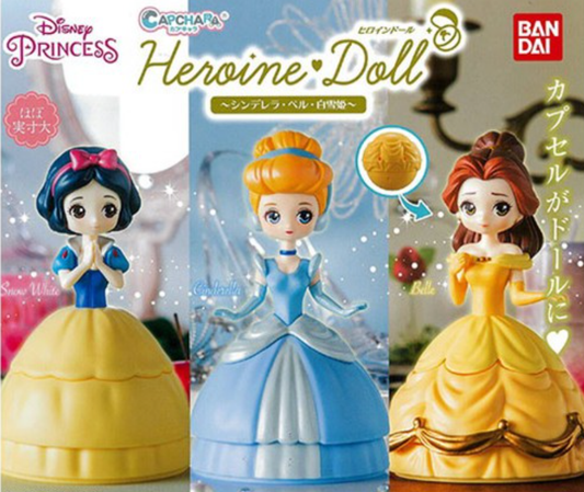 Bandai Capchara Gashapon Disney Princess Heroine Doll Stories Part 1 3 Collection Figure Set