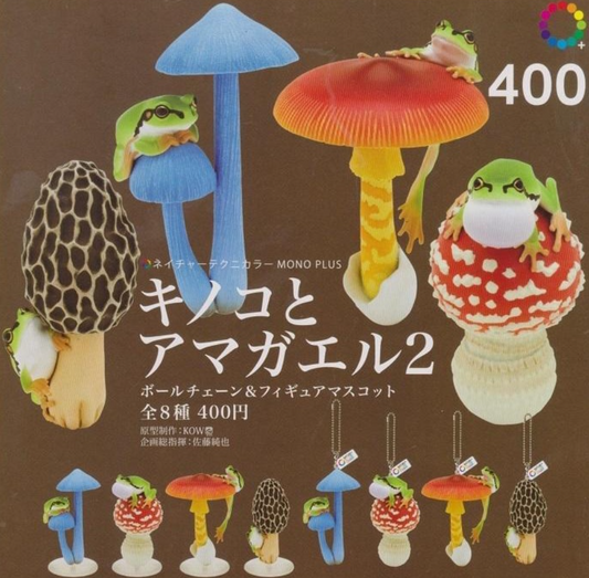 Ikimon Gashapon Mushroom & Tree Frog Strap Part 2 8 Collection Figure Set