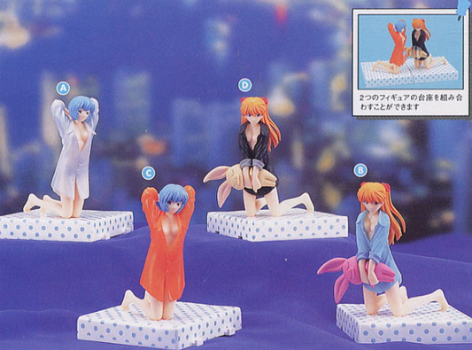 Sega Neon Genesis Evangelion 20th Rei Ayanami & Asuka Langley Pajama 4 Trading Figure Set