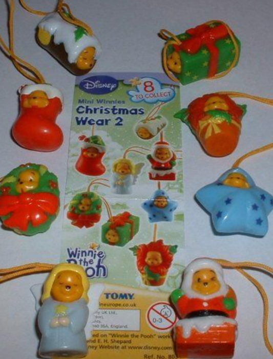 Tomy Disney Gashapon Winnie The Pooh Mini Winnies Christmas Wear 2 8 Collection Figure Set