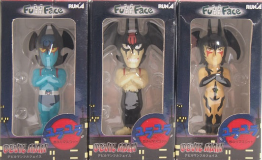 Run'a Nagai Go Devilman Bobble Head Full Face 3 Collection Figure Set