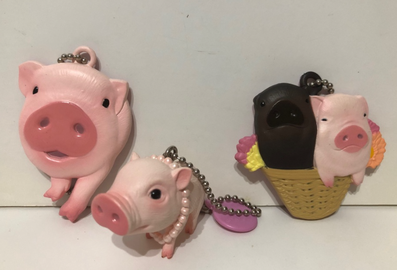 Koro Koro Strange Ratio Classic The Pig Artlist Collection Gashapon 3 Strap Figure Set