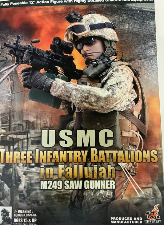 Hot Toys 1/6 12" USMC Three Infantry Battalions in Fallujah M249 Saw Gunner Action Figure