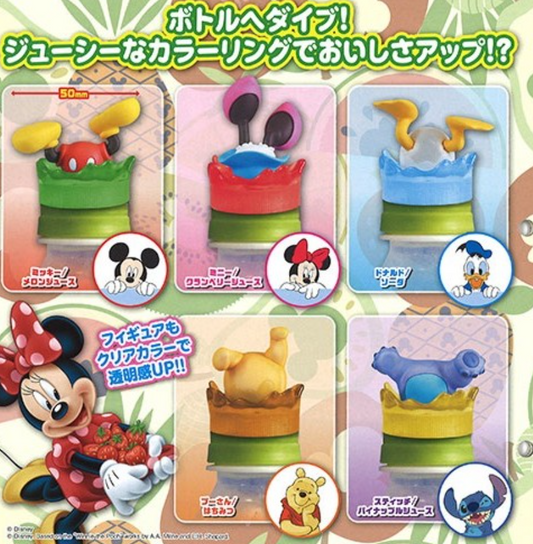 Takara Tomy Disney Gashapon Butt Bottle Cap 5 Collection Figure Set