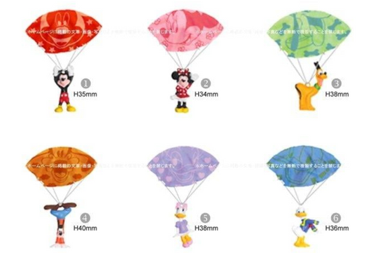 Yujin Disney Gashapon Parachute 6 Collection Figure Set