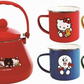 Sanrio Hello Kitty x Line Friends Watsons Limited Enamel Porcelain 1 Teapot 4 Cup Set - Lavits Figure
 - 1