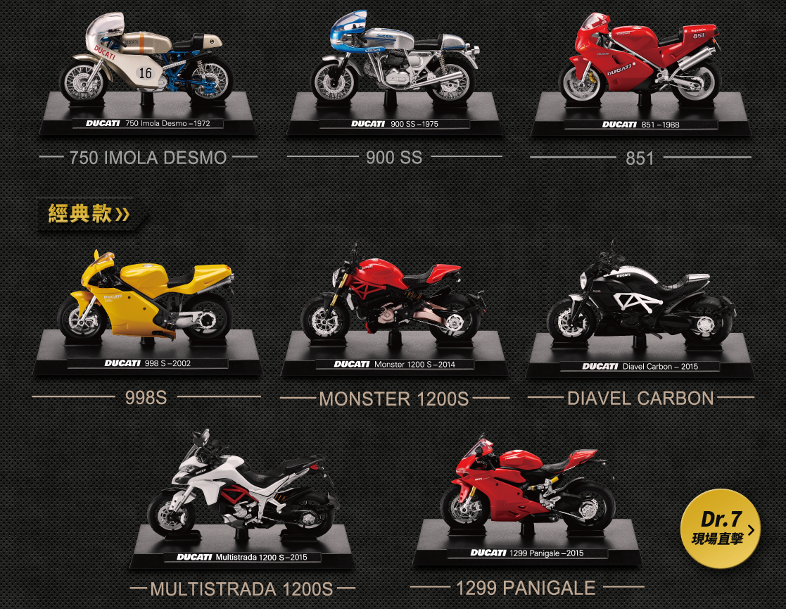 Ducati 1/24 Taiwan 7-11 Limited 8 Mini Die Cast Motorcycle Trading Figure Set - Lavits Figure
