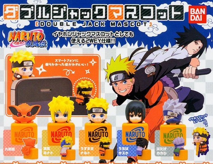 Bandai Naruto Gashapon Double Jack Mascot Phone Plug 5 Mini Figure Set - Lavits Figure
